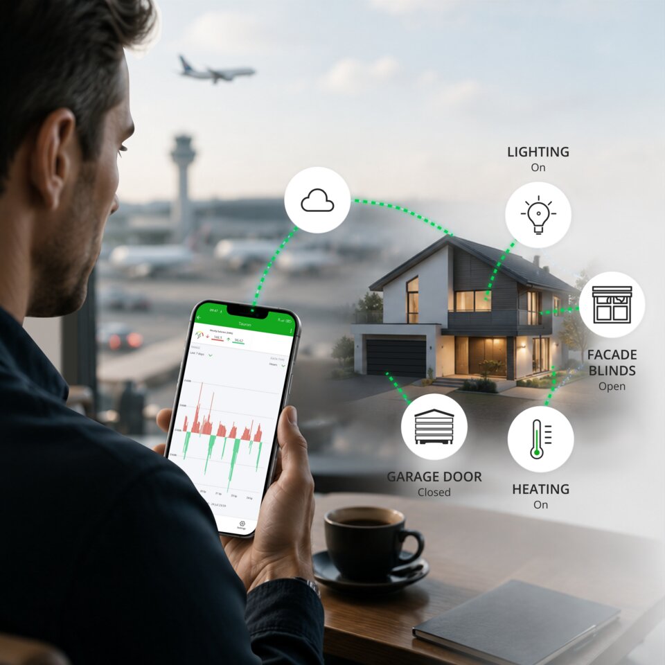 Vue de l’application SUPLA avec accès à distance aux commandes de la maison